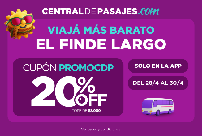 Ya llega el finde largo! Aprovechá 20%OFF desde comprando desde la App. 