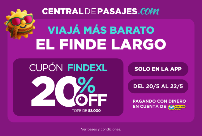 Aprovechá a viajar más barato en la App. Válido hasta el viernes 22/05