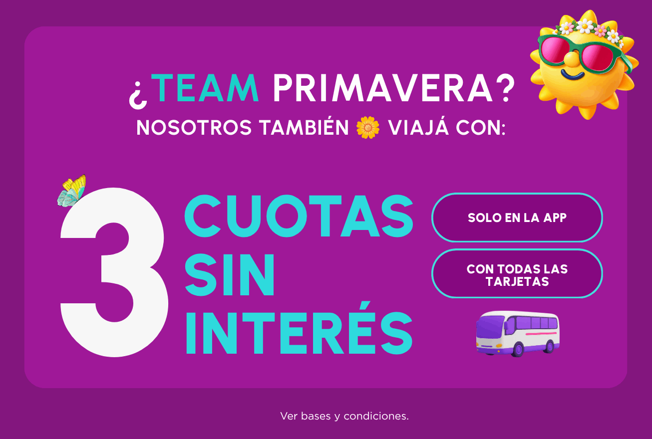 Pagá en cuotas sin interés desde la app de Centraldepasajes.com, con todas las tarjetas.