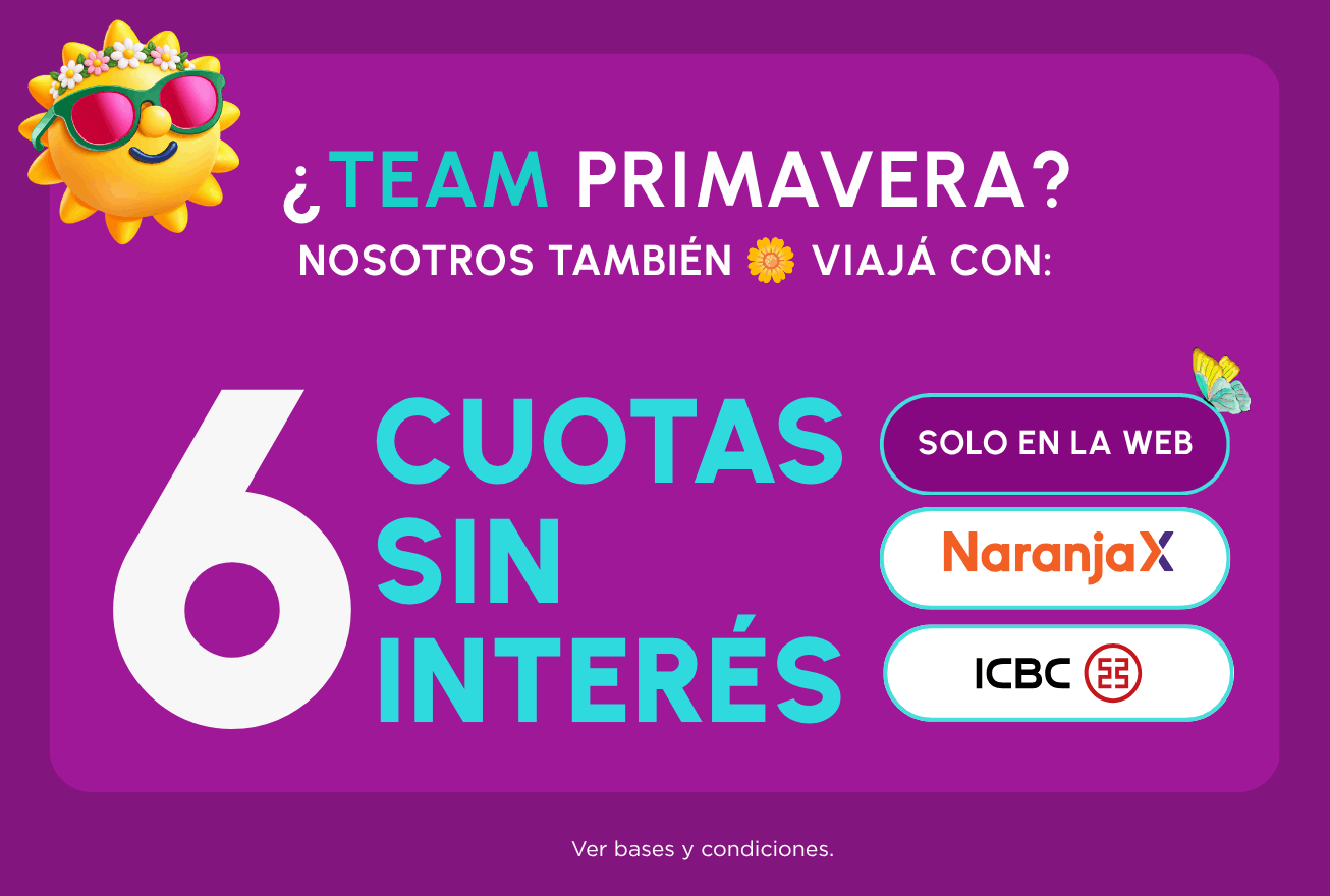 En la web de Centraldepasajes.com podés pagar en 6 cuotas sin interés.