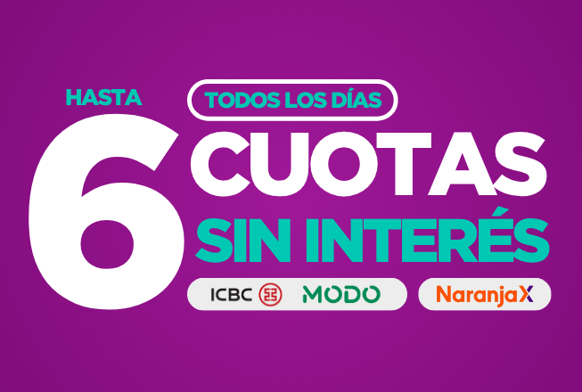 En la WEB tenés 6 cuotas sin interés con bancos seleccionados 