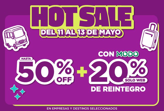 En la WEB pagando con MODO acumulás un 20% de reintegro. ¡Aprovechá el Hot Sale!