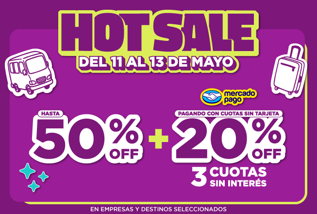  Durante el Hot Sale, acumulá 20% OFF + 3 cuotas sin interés con Cuotas sin tarjeta. 